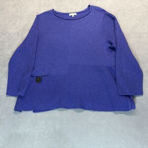 Habitat Clothes Size XL Purple Patchwork Knit Sweater Cotton Pullover Lagenlook